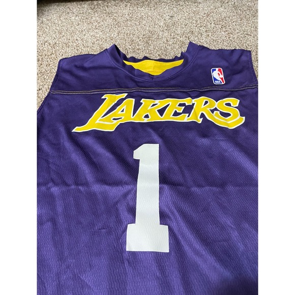 Alleson Athletic Los Angeles Lakers Reversible Basketball Jersey Purple Gold 1 M - Picture 3 of 8